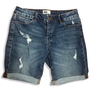 SO Favorite Raw Hem Denim Bermuda Shorts - Girls 14